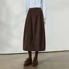 Gathered A-Line Midi Skirt