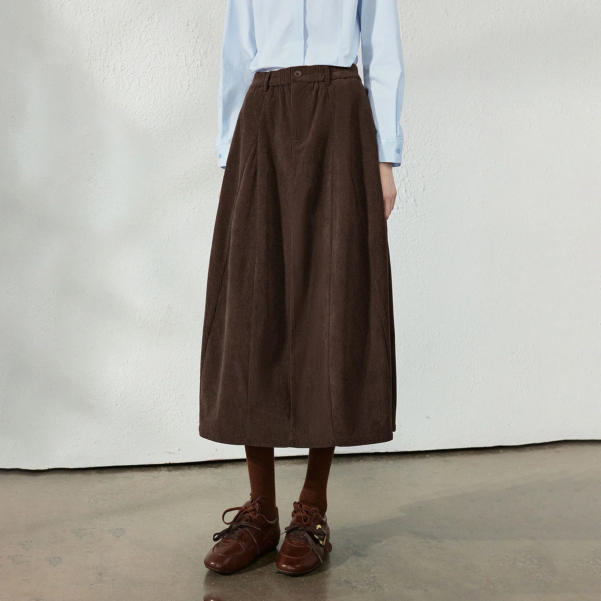 Gathered A-Line Midi Skirt