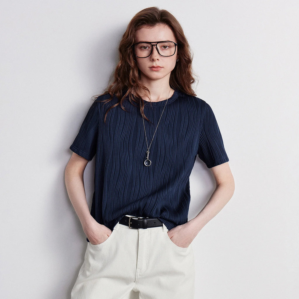 Textured Short-Sleeve Crewneck Tee