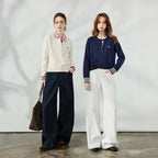 Contrast-Trim Polo Sweater