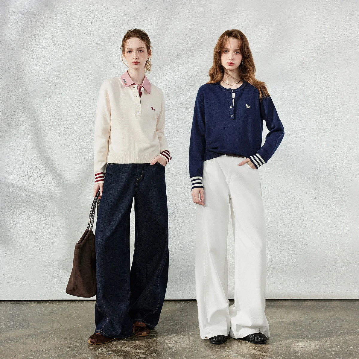 Contrast-Trim Polo Sweater