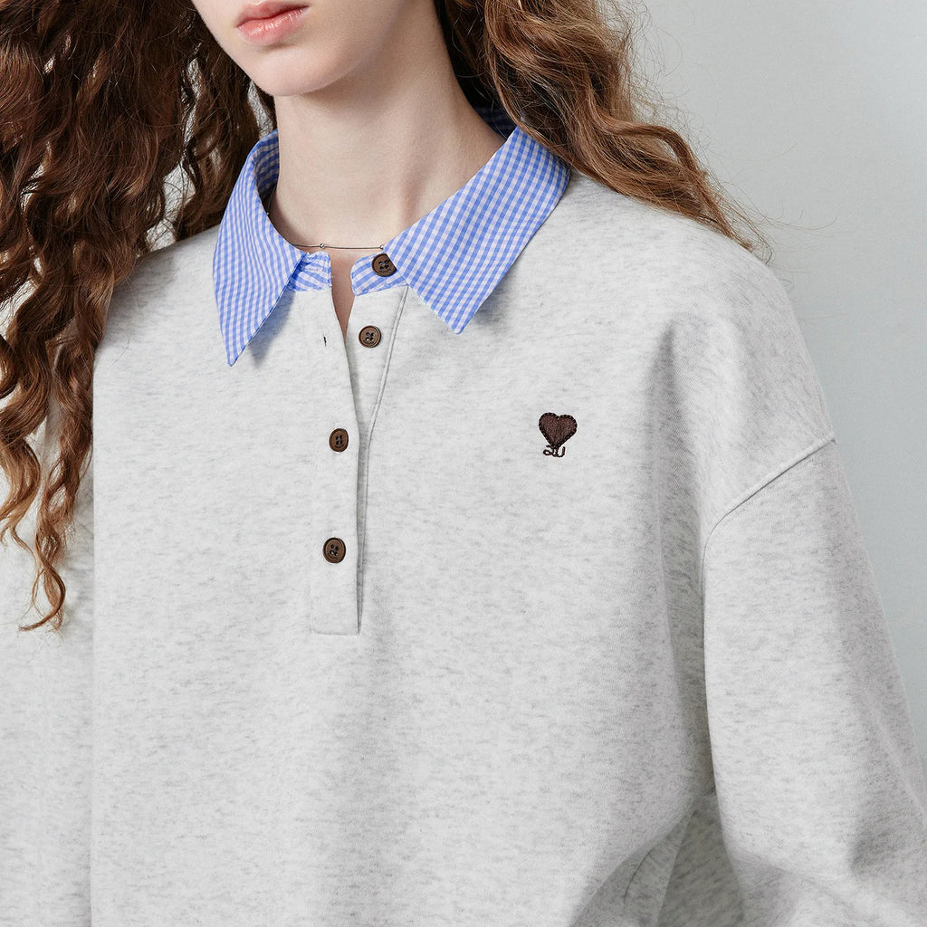 Layered-Look Polo Sweatshirt