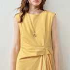 Sleeveless Draped-Waist Midi Dress