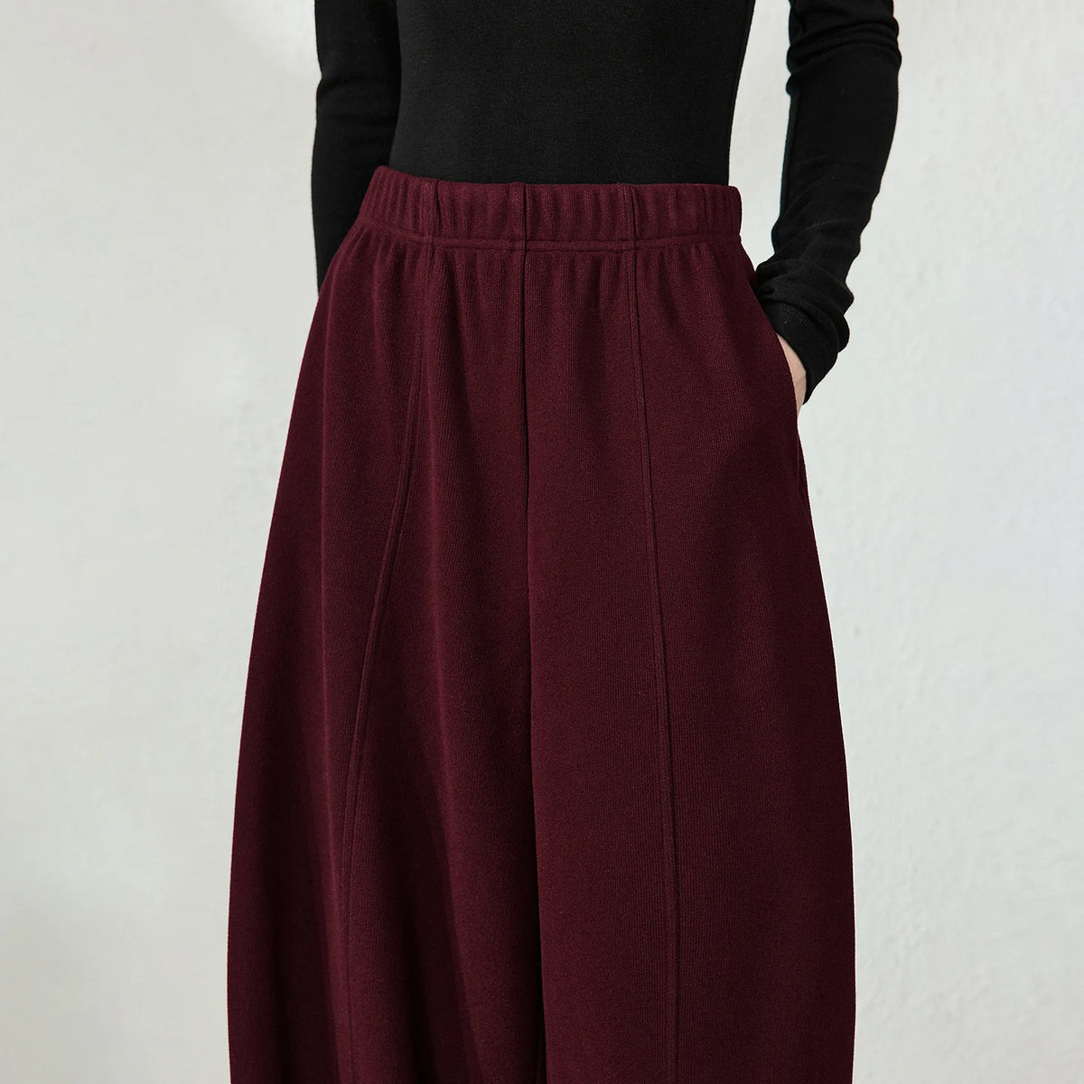 Draped Curved-Leg Pants