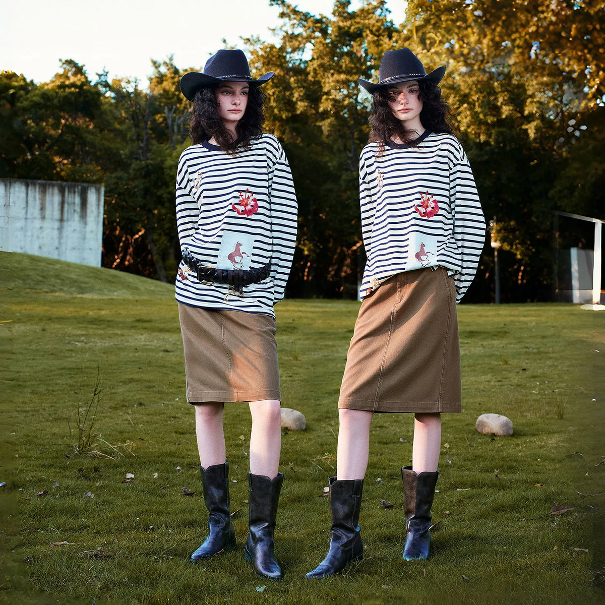 Striped Graphic Long-Sleeve Tee