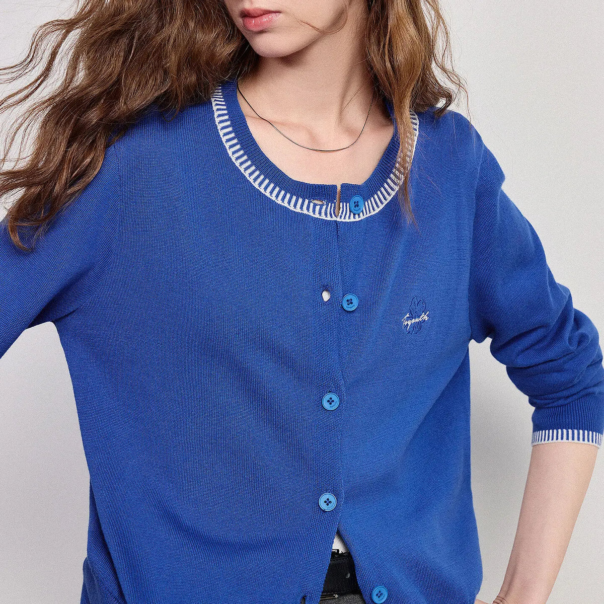 Crewneck Button Cardigan