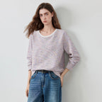 Textured Crewneck Long-Sleeve Knit Top