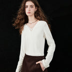 Layered-Look Lace-Trim Henley Top