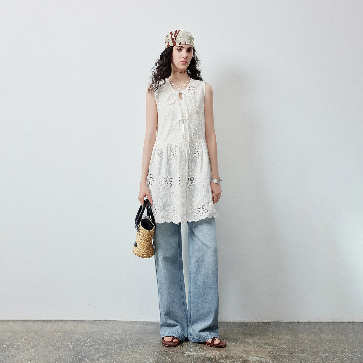 Tie-Front Sleeveless Tunic