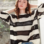 Striped Open-Knit Sweater