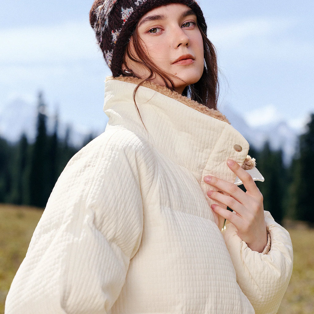 Textured-Collar Puffer Jacket