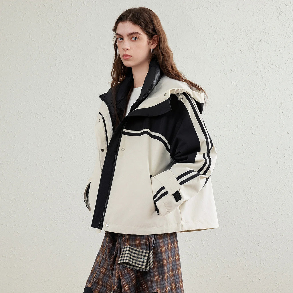 Colorblock Hooded Jacket with Quilted Liner