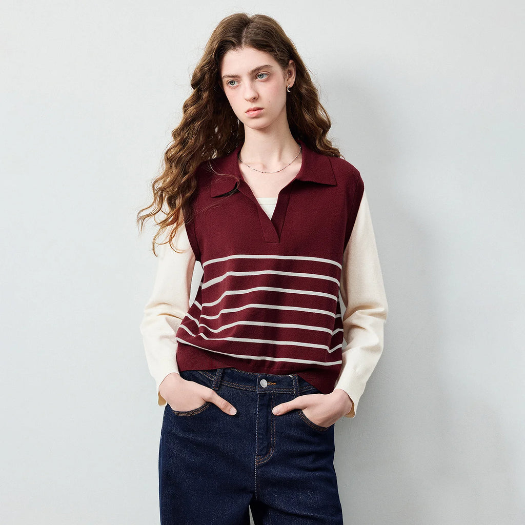 Striped Layered-Look Knit Polo