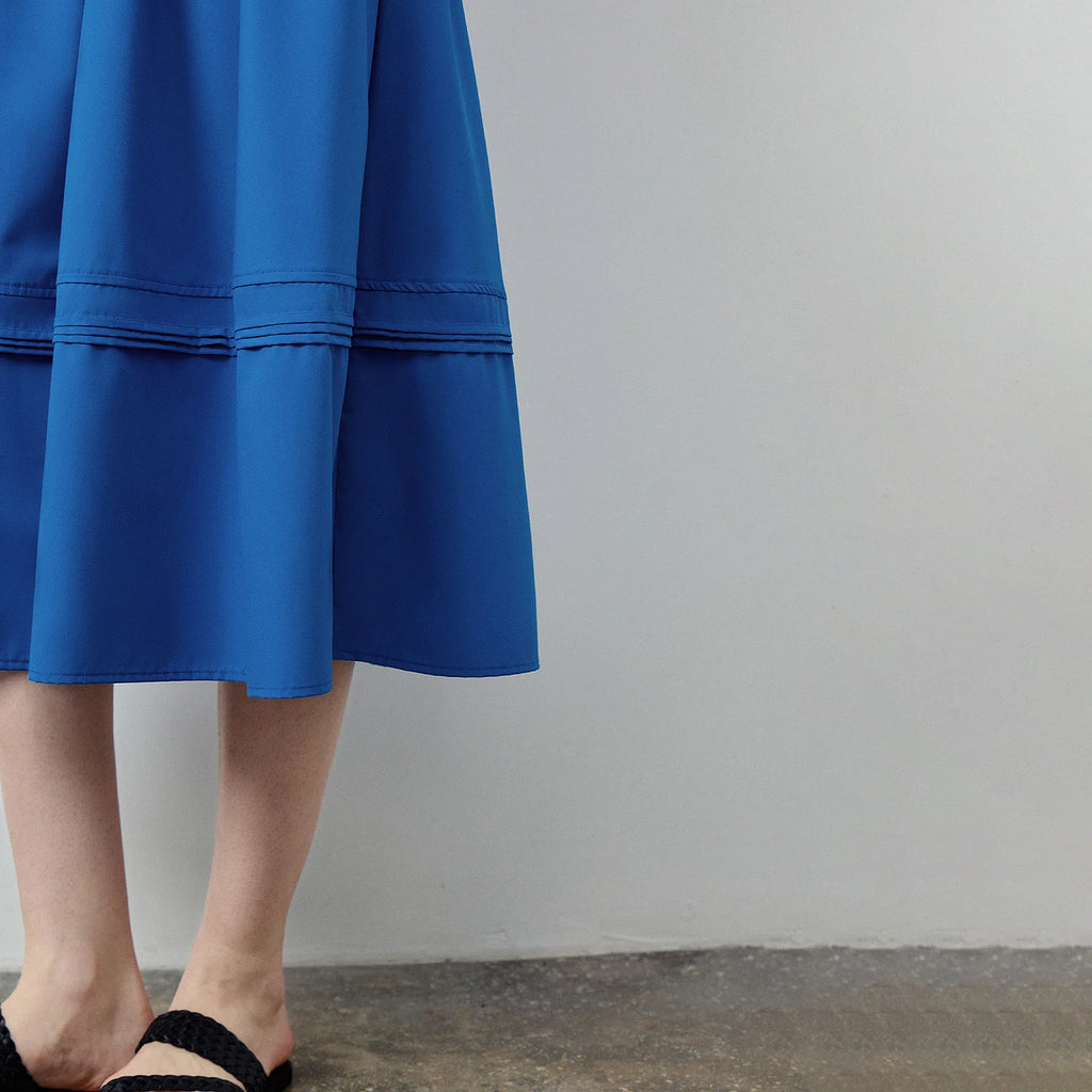 Tuck-Detail Midi Skirt