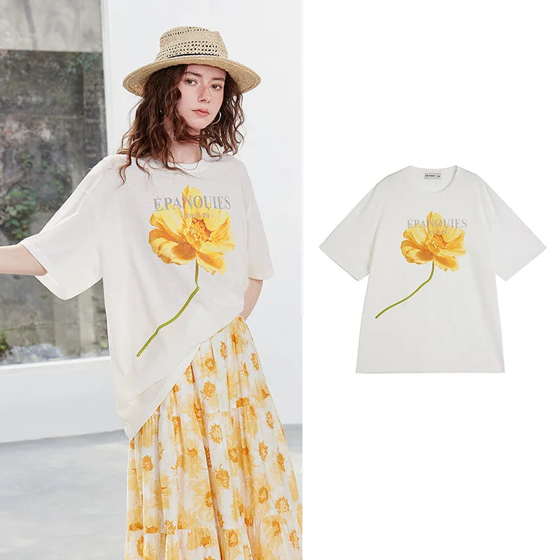 Oversized Flower Graphic Tee