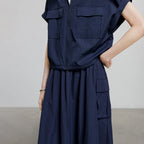 Pocket Shirt and Midi Skirt Set
