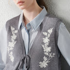 Floral Tie-Front Knit Vest