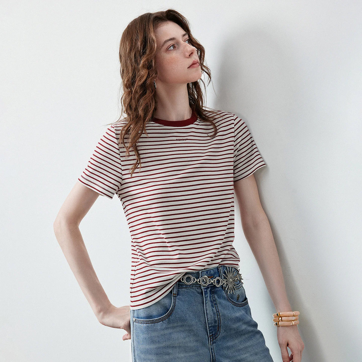 Striped Crewneck Short-Sleeve Tee