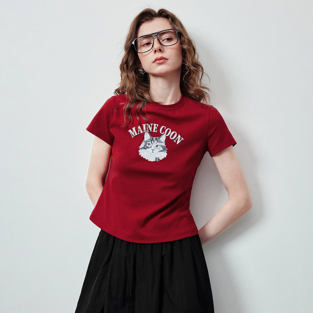 Cat Graphic Crewneck Tee