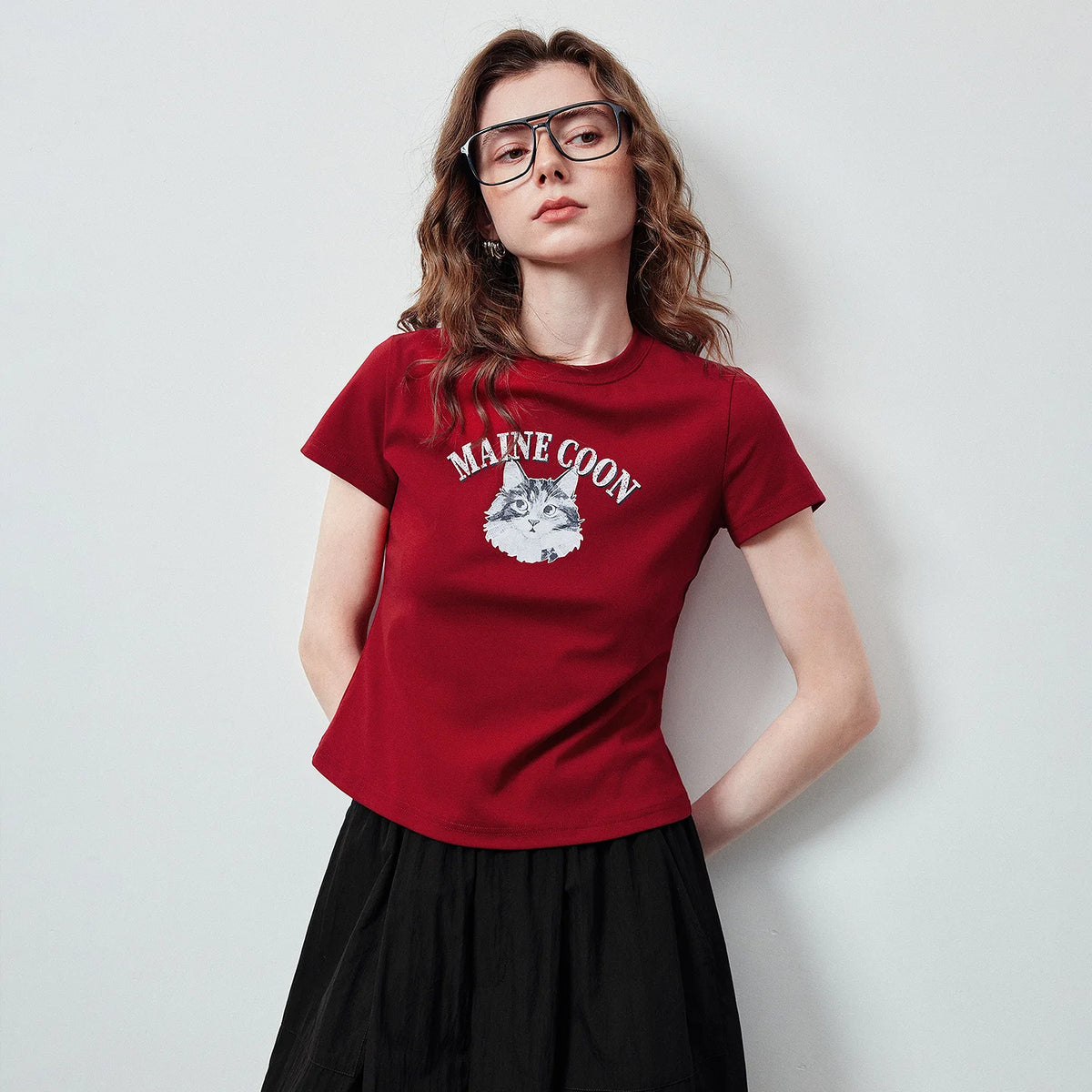 Cat Graphic Crewneck Tee