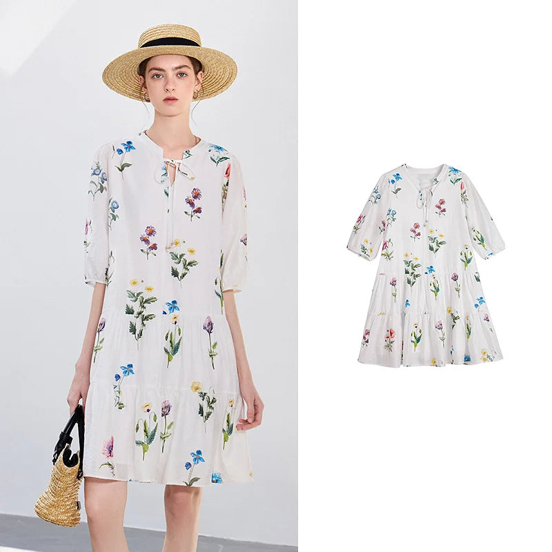 Floral Puff-Sleeve Mini Dress