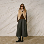 Pleated Cropped Wide-Leg Pants