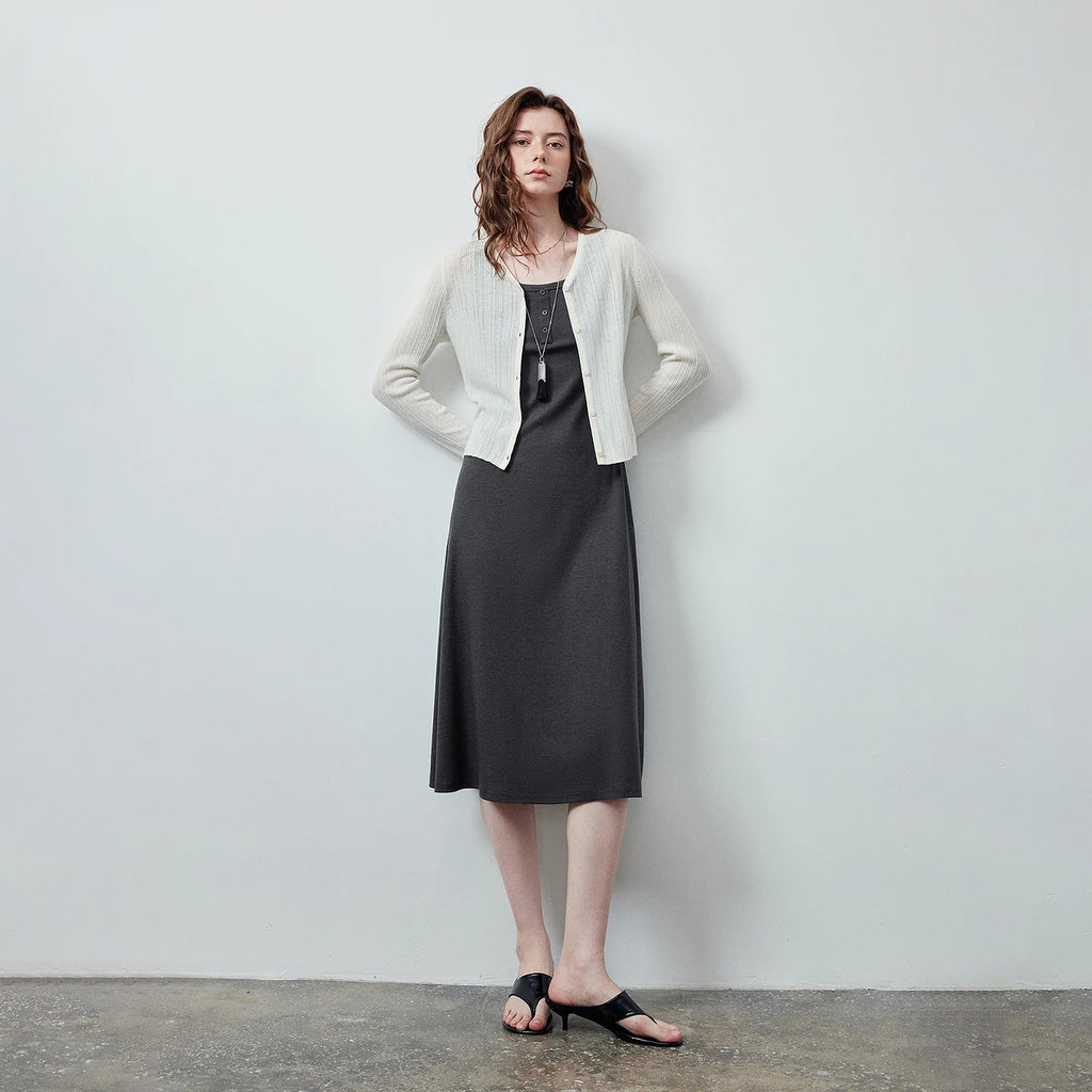 Sleeveless A-Line Midi Dress