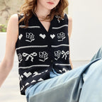Bow-and-Flower Knit Vest