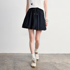 Drawstring Flared Mini Skirt