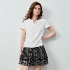 Notched-Neck Short-Sleeve Tee