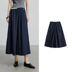 Elastic-Waist Cropped Wide-Leg Pants
