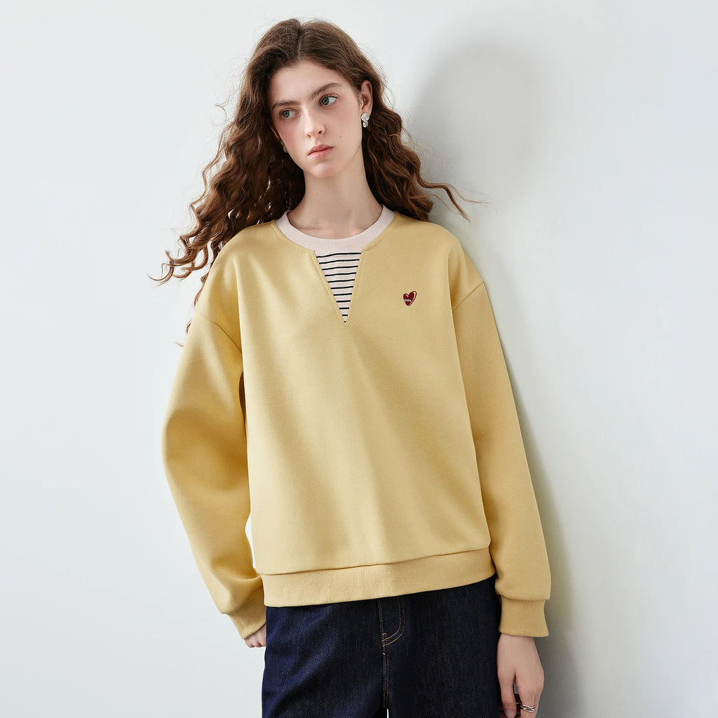 Layered-Look V-Neck Sweatshirt