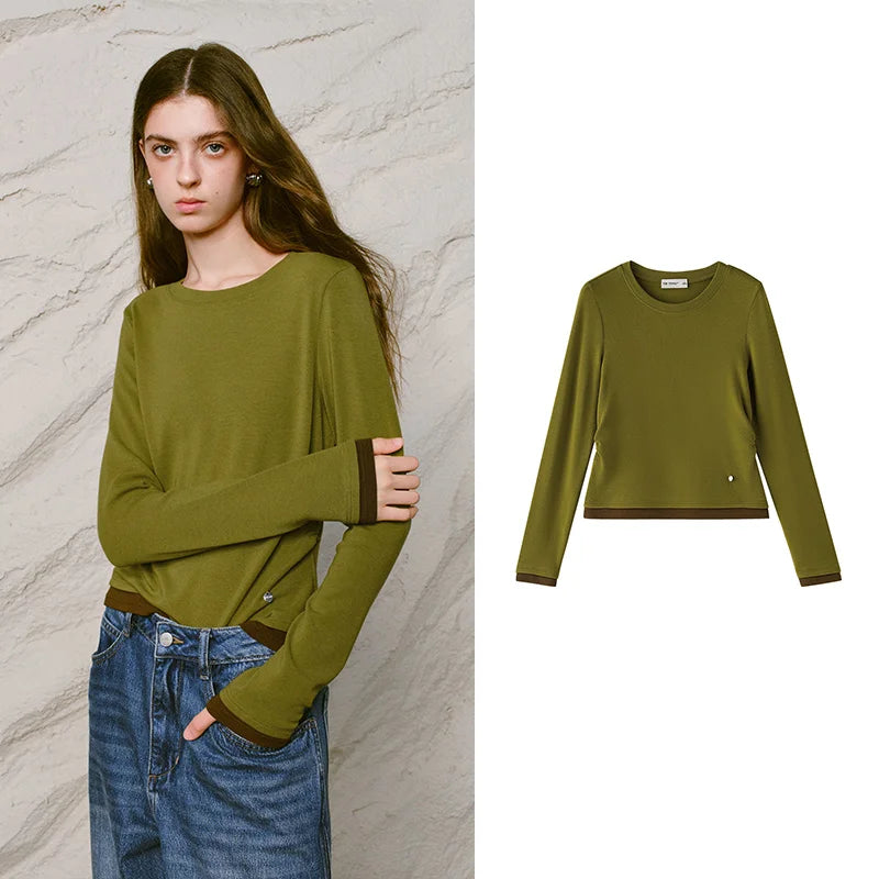 Layered-Look Long-Sleeve Crewneck Top