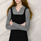 Square-Neck Midi Pinafore Dress