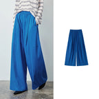 Elastic-Waist Draped Wide-Leg Pants