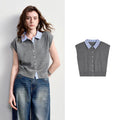 Contrast-Collar Knit Shirt