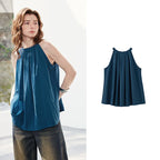 Gathered Halter-Neck Blouse