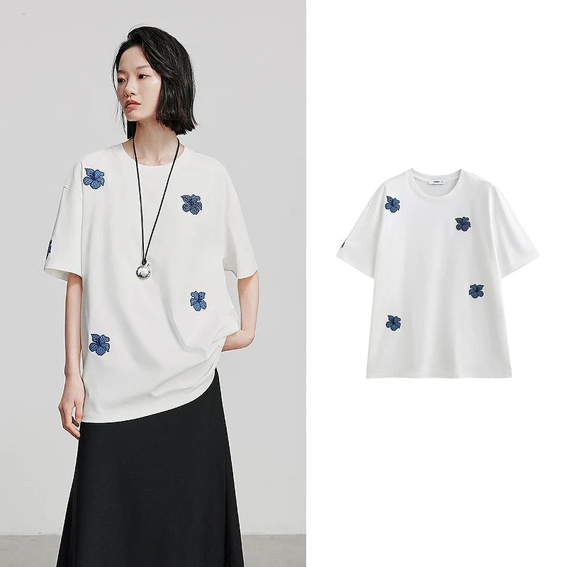 Floral-Motif Relaxed Tee