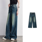 Wide-Leg Washed Jeans
