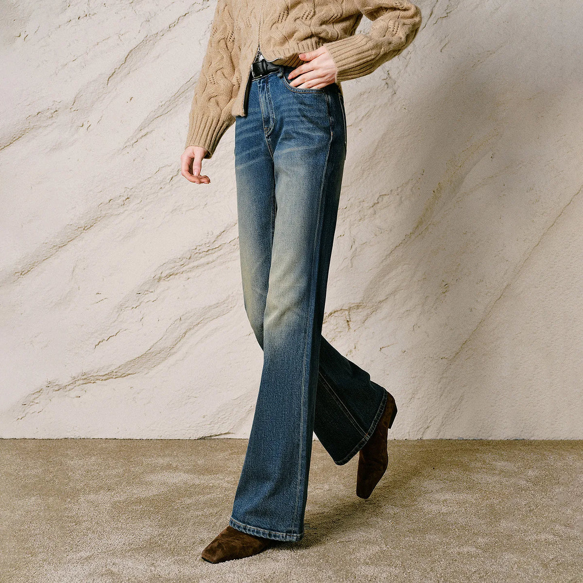 Faded Flared Jeans