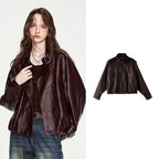 Buckle-Collar Glossy Jacket
