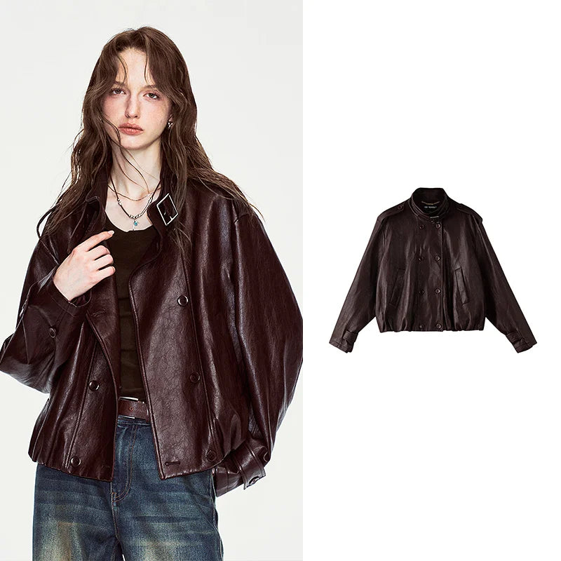 Buckle-Collar Glossy Jacket