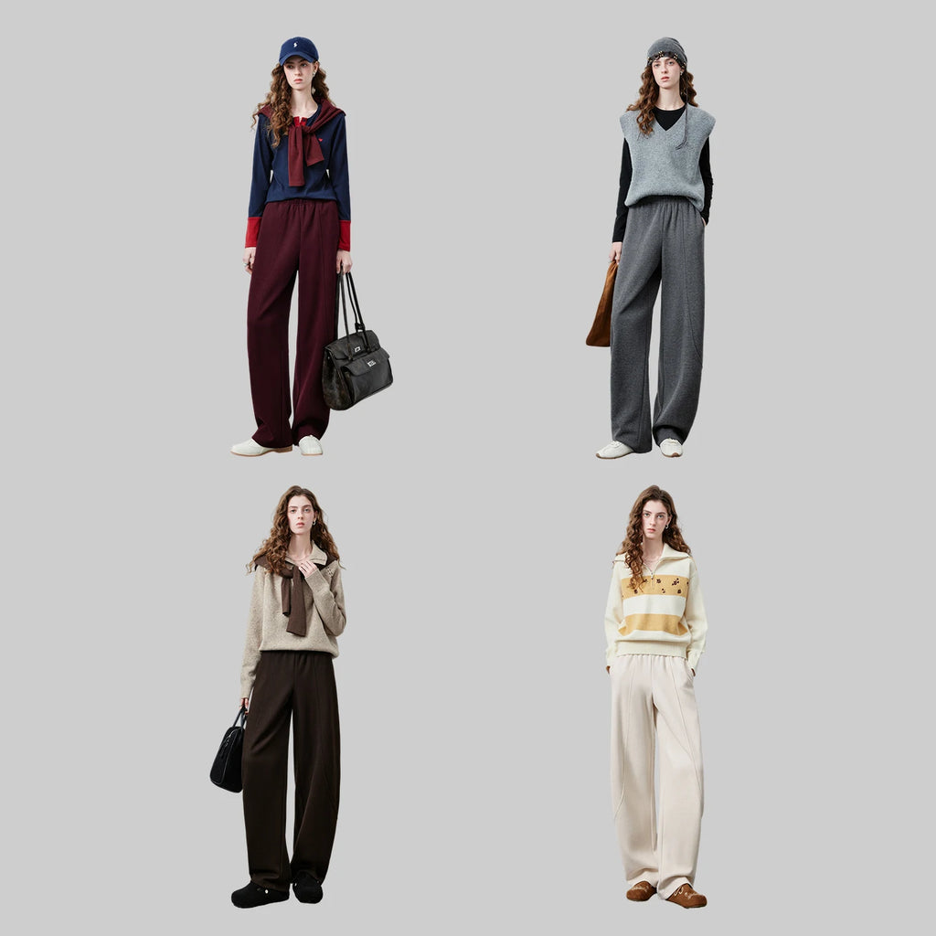 Elastic-Waist Curved-Leg Pants