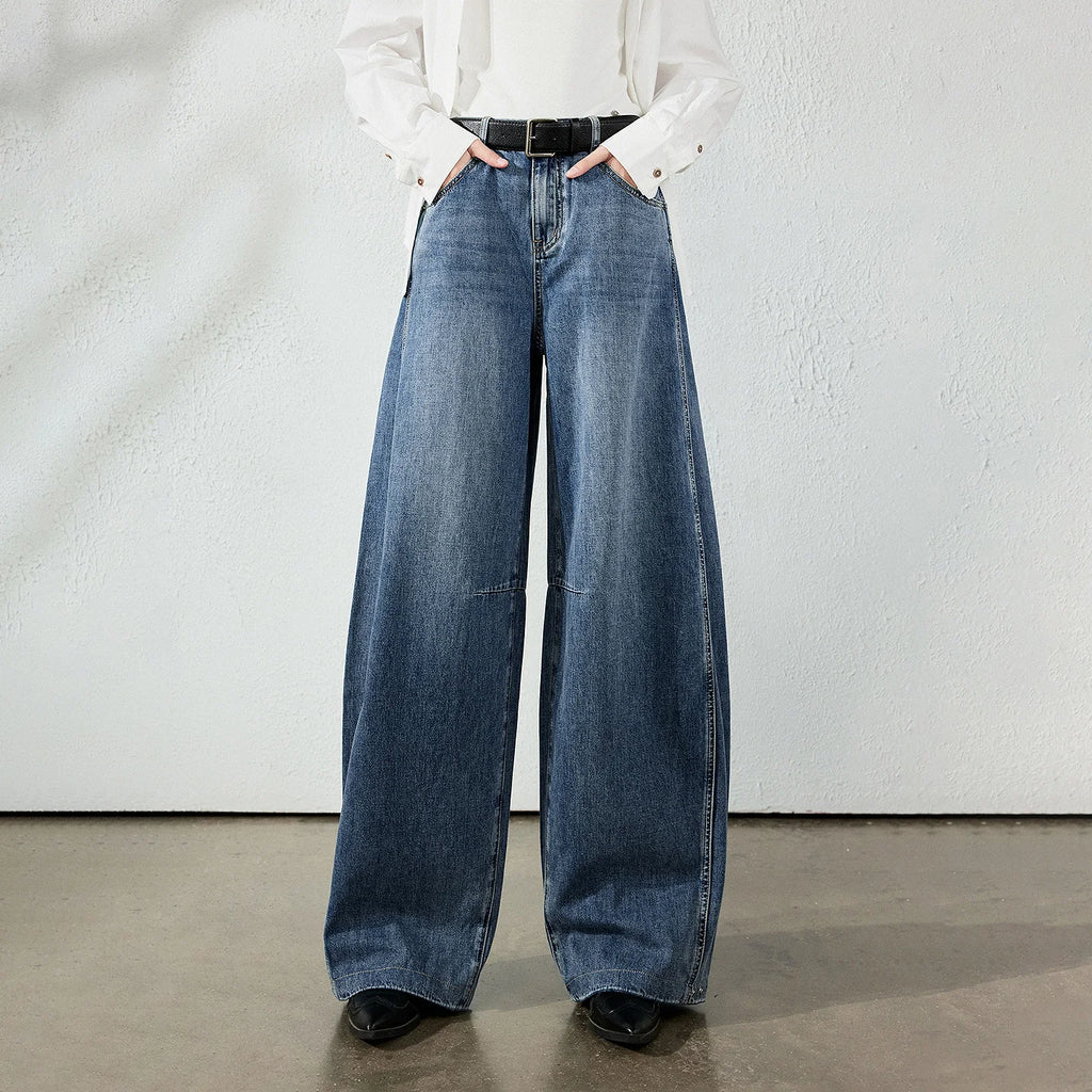 Seam-Detail Wide-Leg Jeans
