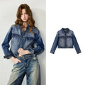 Cropped Button-Front Denim Jacket