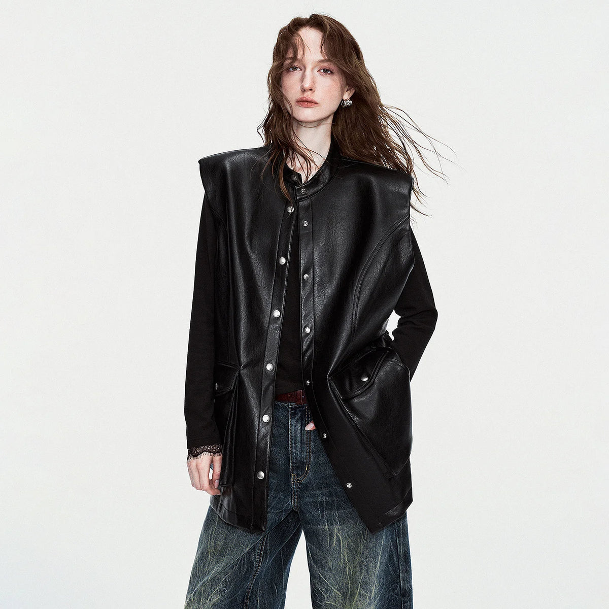 Tie-Waist Button-Front Vest