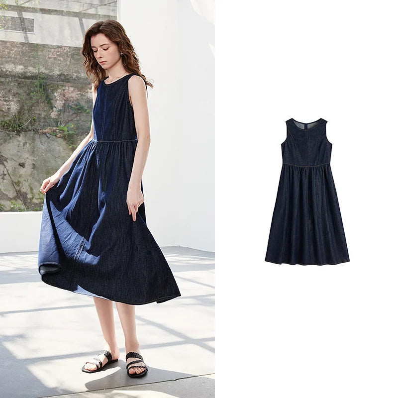 Gathered Sleeveless Midi Dress