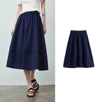 Tuck-Detail Midi Skirt