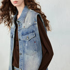 Longline Button-Front Denim Vest