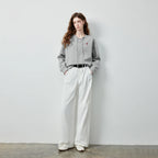 Layered-Look Tie-Neck Sweatshirt